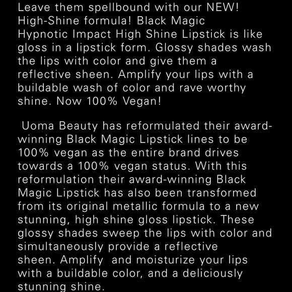 Uoma Beauty Savage Black Magic High Shine Lipstick Hypnotic Impact BNIB - Picture 10 of 12